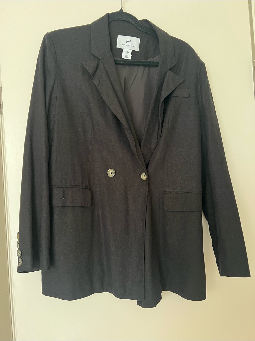 Halston Heritage Black Double-Breasted Tailored Blazer